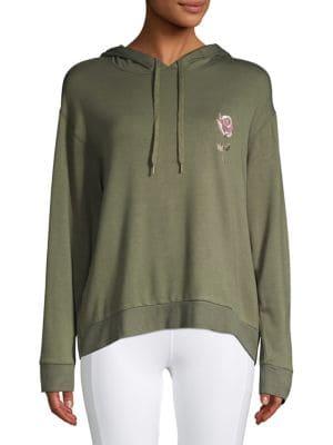 Splendid Back-ruched Floral-logo Hoodie