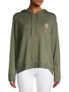Splendid Back-ruched Floral-logo Hoodie