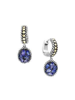 Effy 925 Sterling Silver, 18k Yellow Gold & Tanzanite Earrings