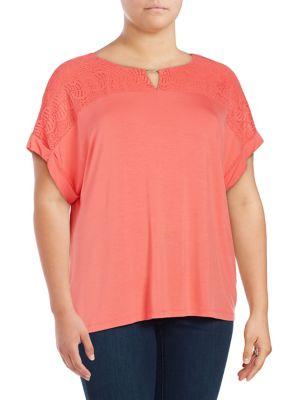 Calvin Klein Plus Lace Overlay Top