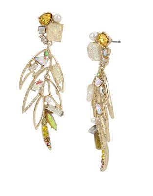 Betsey Johnson Critters Crystal And Faux Pearl Linear Drop Earrings