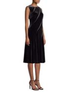 Donna Karan Velvet Diagonal Pleat Shift Dress