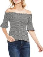 Vince Camuto Zen Bloom Bell-sleeve Pinstriped Top