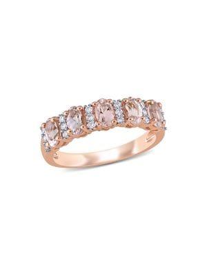 Sonatina 14k Rose Gold Morganite & Diamond Semi Eternity Ring