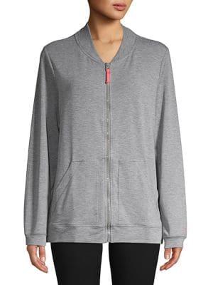 Hue Heathered Zip Front Sweater