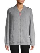 Hue Heathered Zip Front Sweater