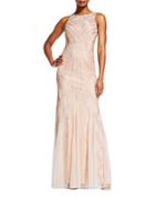 Adrianna Papell Beaded Trumpet Gown