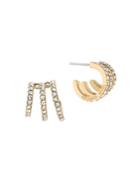 Michael Kors Modern Brilliance Crystal Pave Huggie Earrings/goldtone