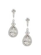 Givenchy Silvertone, Swarovski Crystal & Crystal Pave Pear Drop Earrings