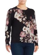 Lord & Taylor Plus Floral Cashmere Cardigan