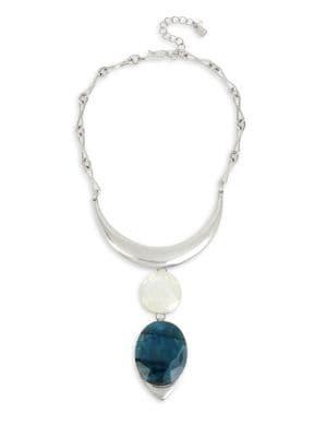 Robert Lee Morris Soho Blue Explosions Geometric Stone Double Drop Frontal Necklace