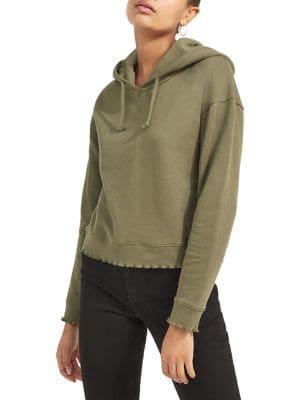 Miss Selfridge Cropped Drawstring Cotton Hoodie