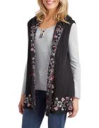 Democracy Open-front Embroidered Hooded Vest