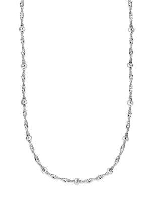Lord & Taylor Beaded Twisted Chain Sterling Silver Station Necklace