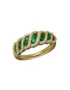 Lord & Taylor Emerald, Diamond And 14k Yellow Gold Lattice Ring