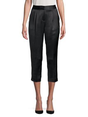 Vince Camuto Petite Cropped Pleated Satin Pants