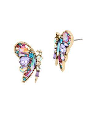 Betsey Johnson Blooming Crystal Colorful Butterfly Stud Earrings