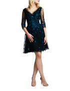 Kay Unger Embroidered Tulle Fit-and-flare Cocktail Dress