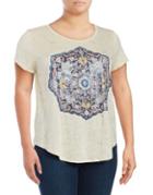 Lucky Brand Plus Temple Roundneck Top