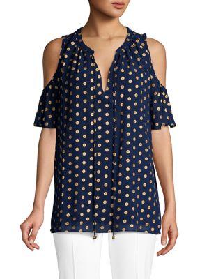 Michael Michael Kors Cold-shoulder Medallion Blouse
