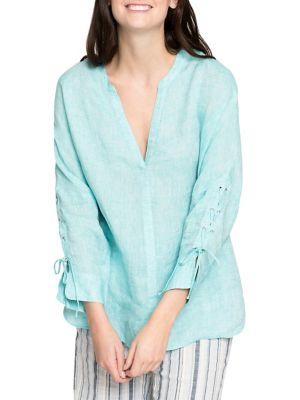 Nic+zoe Plus Lace-up Linen Top