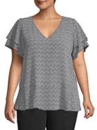 Michael Michael Kors Plus Printed Tiered-sleeve Top