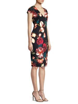 Black Halo Greyson Floral Sheath Dress