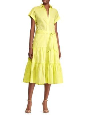 Lauren Ralph Lauren Tiered Hem Button Front Dress