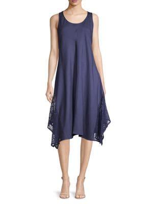 Context Sleeveless Handkerchief Lace-hem Dress