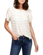 Lucky Brand Striped Lace Cold-shoulder Top