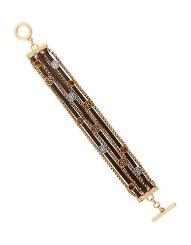 Lucky Brand Leather Beaded Two-tone Bracelet
