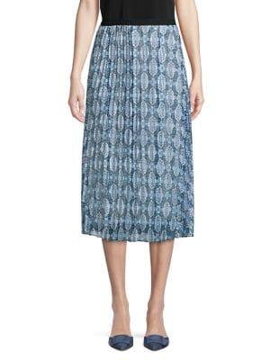 T Tahari Ornate Pleat Midi Skirt