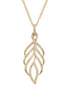 Lord & Taylor 14kt Yellow Gold And Diamond Leaf Pendant Necklace