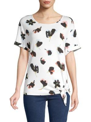 Joan Vass Floral Side Tie Top