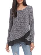 Karen Kane Crossover Sheer-hem Leopard-print Top