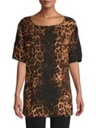 Joan Vass Cheetah-print Short Sleeve Top