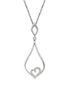 Lord & Taylor Diamond And Sterling Silver Heart Pendant Necklace