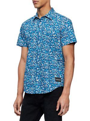 Calvin Klein Jeans Floral Short Sleeve Button Front Shirt