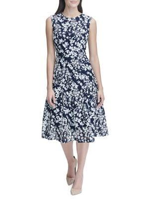 Tommy Hilfiger Floral Dot Lace Midi Fit-&-flare Dress