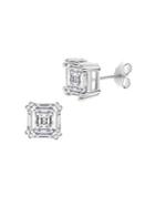 Lord & Taylor 925 Sterling Silver & Crystal Asscher Shaped Stud Earrings