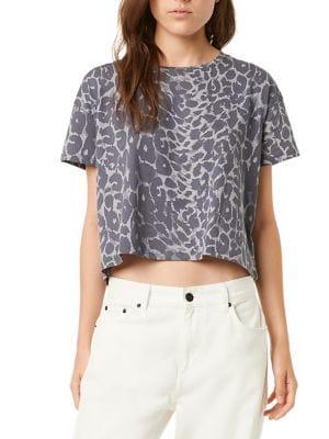 French Connection Leopard-print Boxy Crop Top
