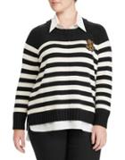 Lauren Ralph Lauren Plus Striped Logo Sweater