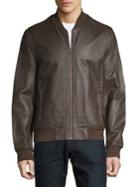 Cole Haan Bonded Leather Bomber Jacket