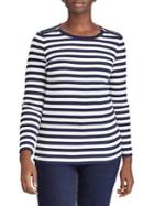 Lauren Ralph Lauren Plus Striped Shoulder Zip Top