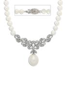 Lord & Taylor Sterling Silver Freshwater Pearl And Diamond Necklace
