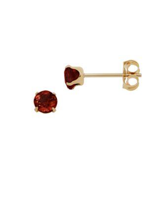 Lord & Taylor Garnet And 14k Yellow Gold Stud Earrings