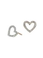 Adina Reyter Folded 14k Yellow Gold & Pave Diamonds Open Heart Stud Earrings
