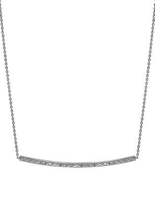 Lord & Taylor 14k White Gold Curve Bar Necklace