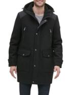 Kenneth Cole New York Mixed-media Wool-blend Hooded Coat
