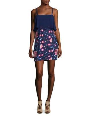 Aidan By Aidan Mattox Embroidered Floral Popover Dress